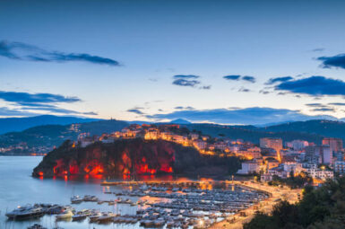 Agropoli, Italy on the Cilentan Coast at twilight.